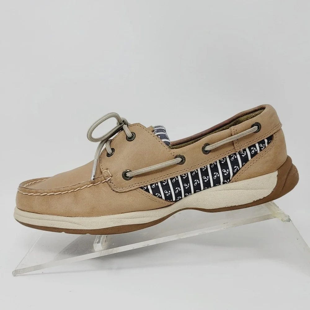 Sperry Top Sider Womens Boat Shoes Size 7.5 Anchor Print Casual Shoes 9778994